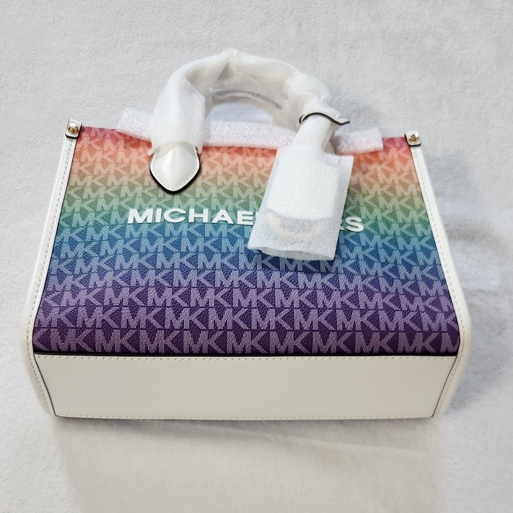 New!Michael Kors Mirella Small Rainbow Signature Logo Crossbody Bag - Picture 7 of 8